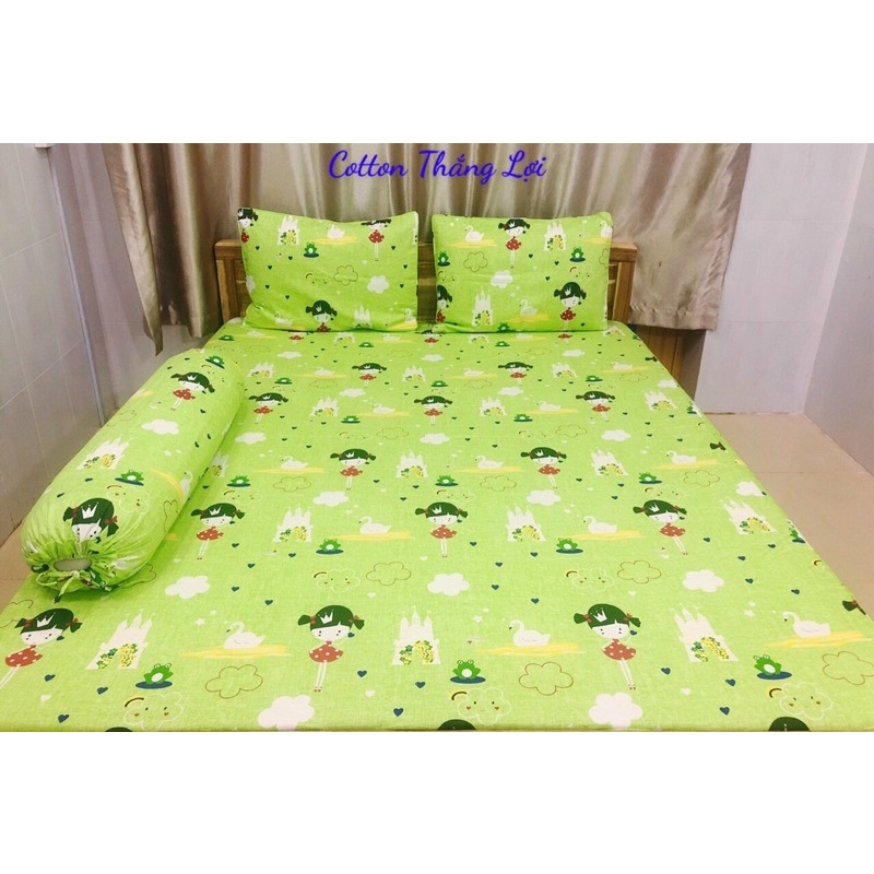 BỘ DRAP 4 MÓN VẢI COTTON THẮNG LỢI CHUẨN LOGO CTY 100% (Size M6x2M) chat chọn mẫu