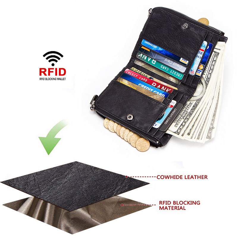 Ví cầm tay HUMERPAUL da bò thật dạng gập chất lượng cao cho nam