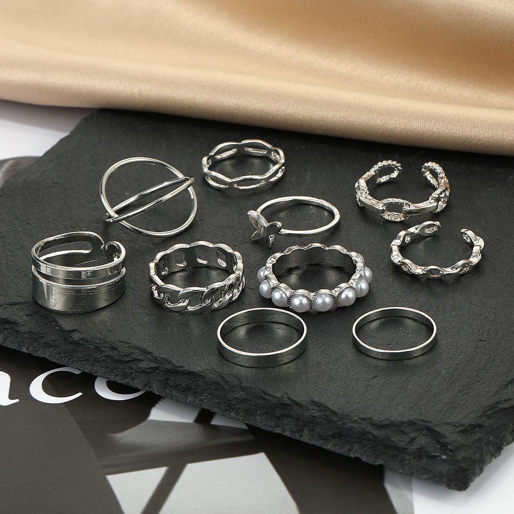 JONYE Set 10 Nhẫn Đốt Ngón Tay Mạ Vàng / Bạc Thiết Kế Thời Trang