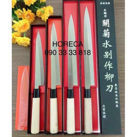 Dao Nhật Sashimi bằng thép - cán gỗ [hàng nhập] - nhiều size