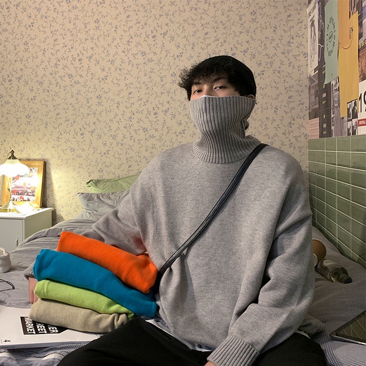 Áo Sweater Dệt Kim Cổ Lọ Phong Cách Hàn Quốc Hợp Thời Trang Thu Đông Cho Nam Size thumbnail