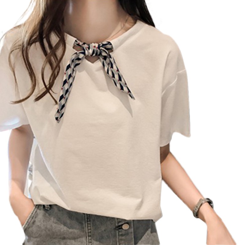 Áo thun tay ngắn cổ tròn thiết kế dáng rộng che khuyết điểm