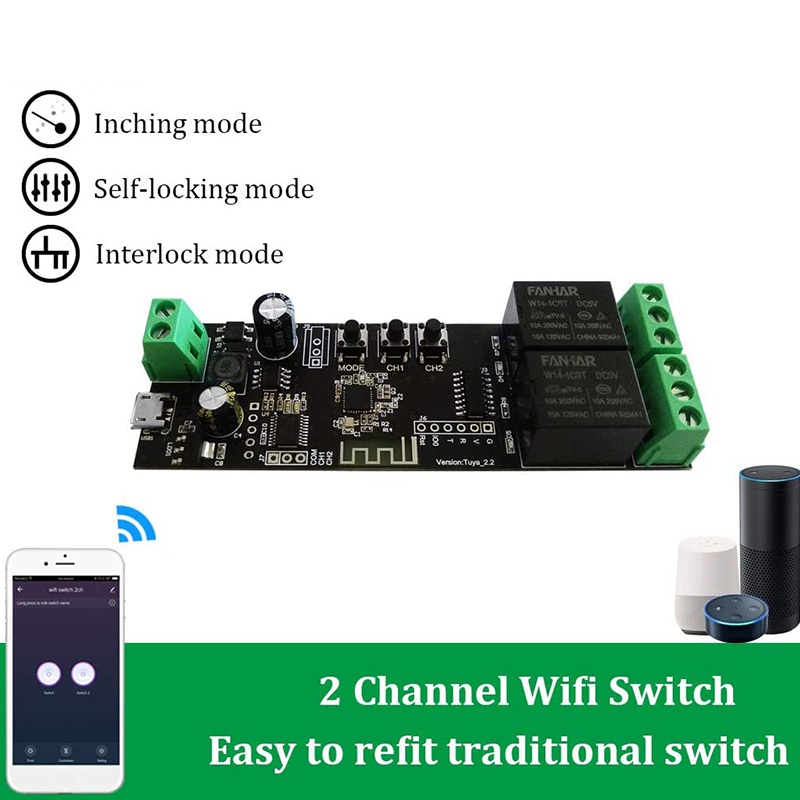 Mô Đun Rơ Le WiFi Thông Minh 2 Kênh Chuyên Dụng