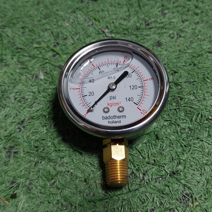 Đồng hồ áp suất Badotherm, có dầu, phi 63, chân ren 13mm, đủ size từ 5kg- 250kg/cm2