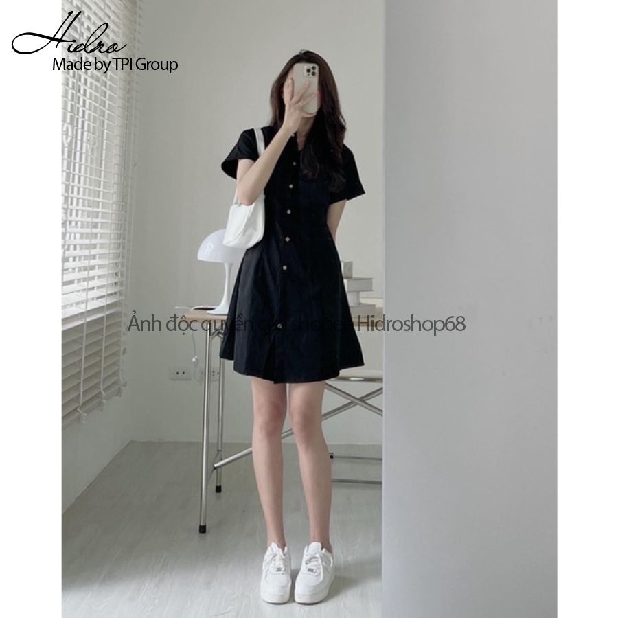 Váy Sơ mi Thô Mềm Chiết Eo Lưng Chun Phong Cách Ulzzang