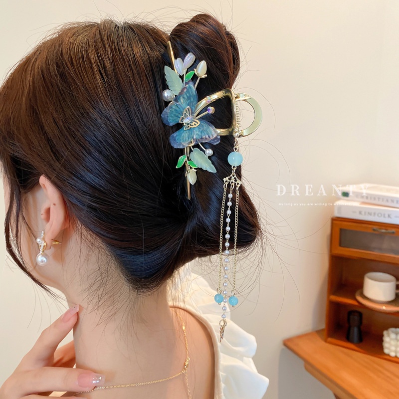 Kẹp Tóc Tua Rua Hình Hoa Đính Ngọc Trai Phong Cách Cổ Điển Cho Nữ