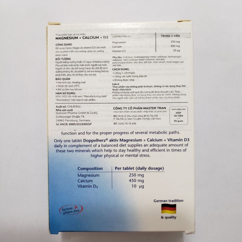 Viên uống bổ sung Canxi phòng ngừa loãng xương Doppelherz Magnesium hàng nhập khẩu Đức | BigBuy360 - bigbuy360.vn