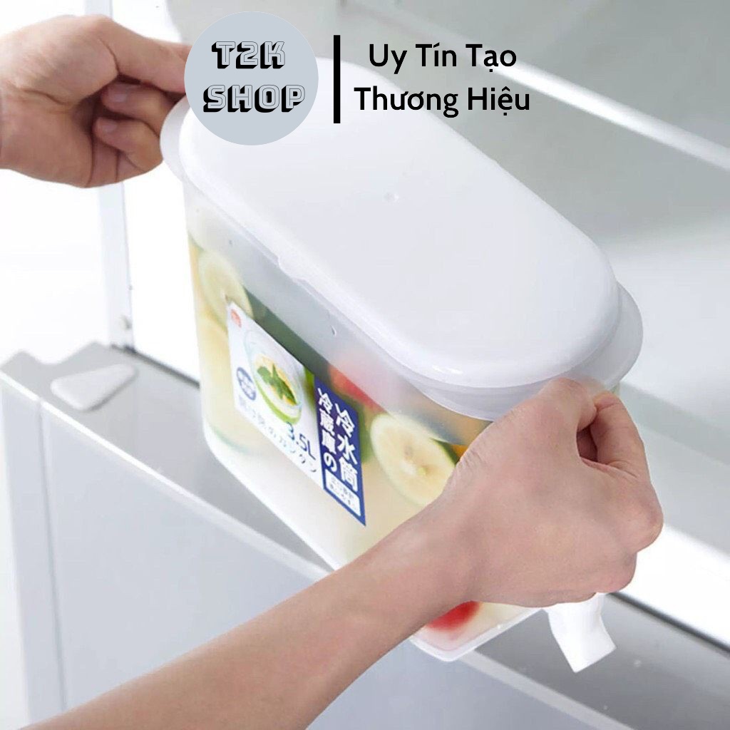 Bình Đựng Nước 3,5L Có Vòi Siêu Tiện Dụng, Hộp Để Tủ Lạnh Đựng Nước Chanh, Detox, Nước Hoa Quả Cho Gia Đình