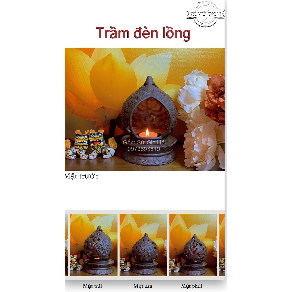 Trầm đèn lồng Bát Tràng kèm đế