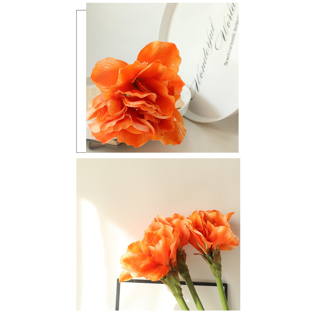 Hoa lụa cành hoa amaryllis đẹp sang trọng quý phái hoa decor trang trí hoa cưới hoa sự kiện