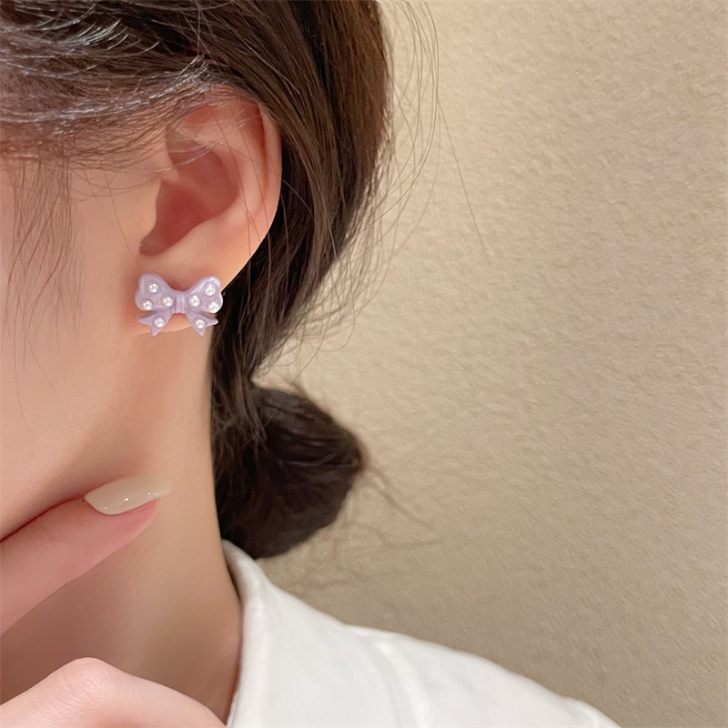 Bông Tai Mạ Bạc 925 Hình Nơ/Quả Cherry Nhỏ Xinh Phong Cách Mới Thời Trang F675