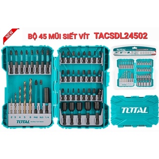 Hộp 45 mũi bắt vít bắn tôn thép đen có từ total tacsdl24502