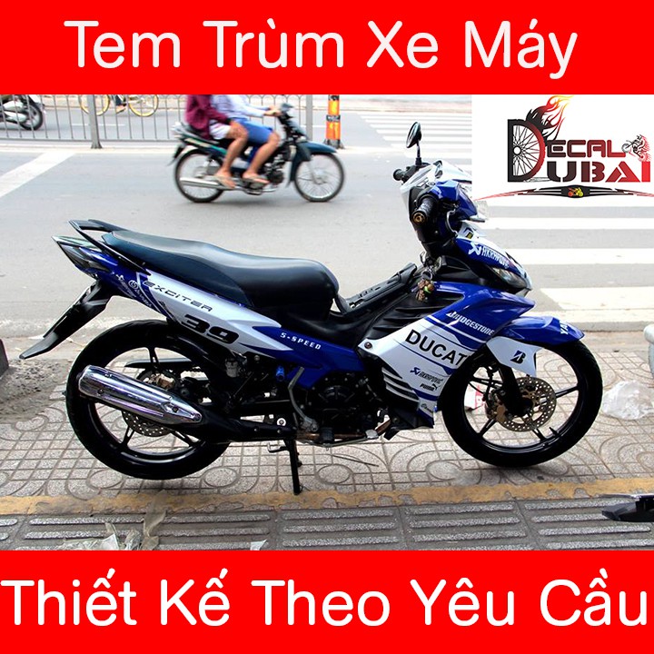 Tem Trùm Xe Exciter135 Ducati Xanh Trắng