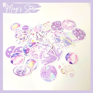 Sticker nhãn dán trang trí đáng yêu màu tím pastel