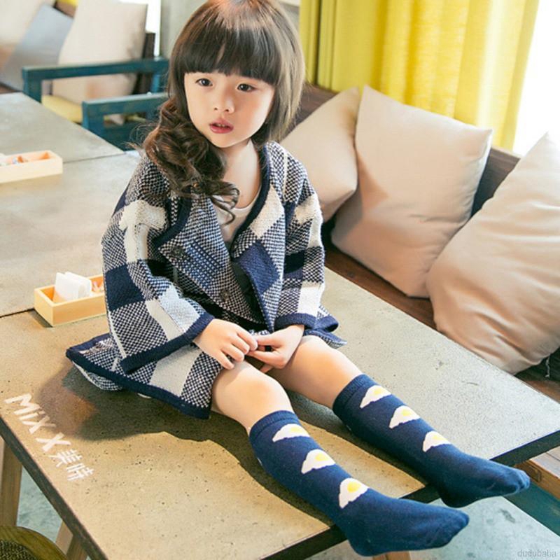 【dudubaba】Baby Kids Casual Cute Cartoon Striped Polkadot Breathable Elastic Long Socks 0~6 Years Old