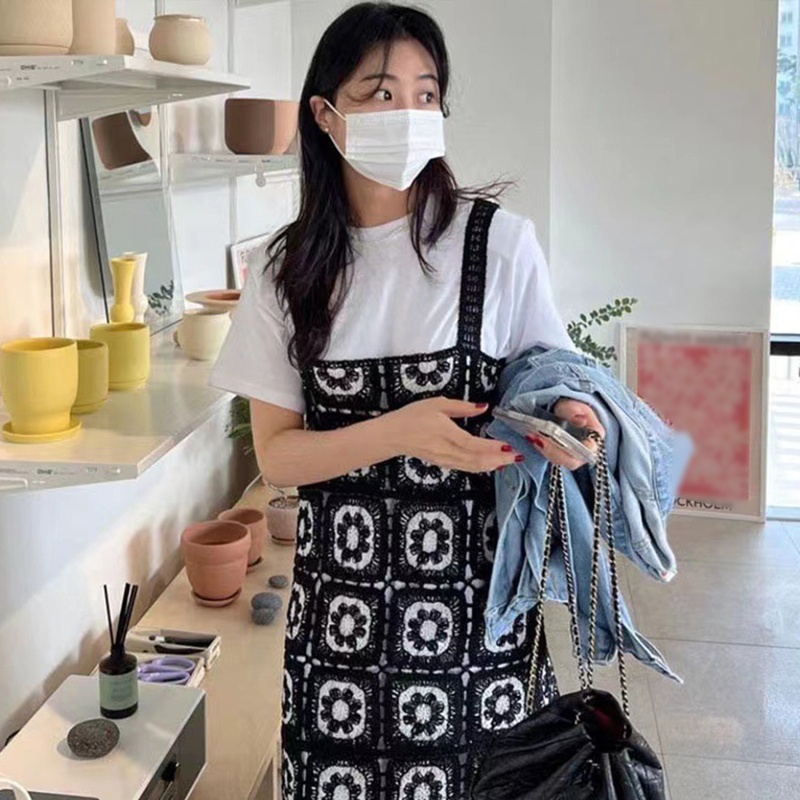 Đầm Midi Dáng Chữ A Dài Dáng Chữ A Họa Tiết Kẻ Sọc / Hoa Khoét Rỗng Phong Cách Boho Cho