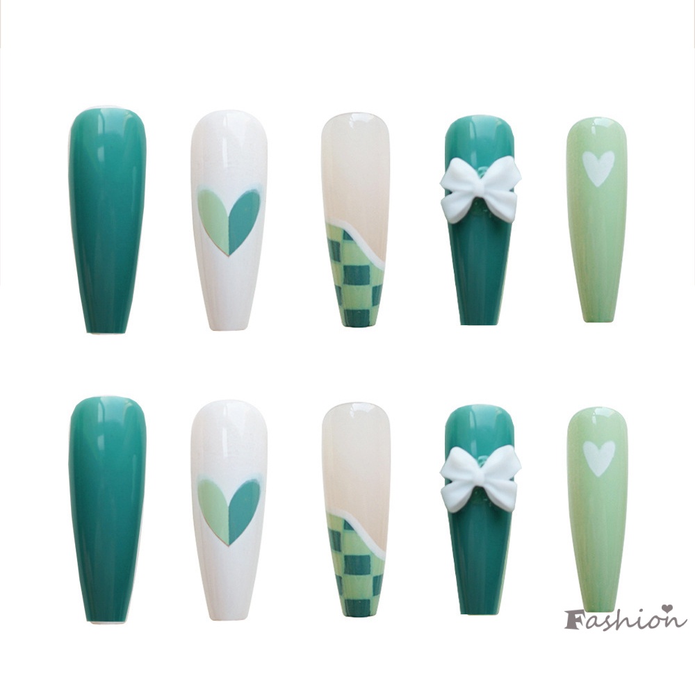 Bộ 24 Móng Tay Giả Đầu Nhọn Màu Trắng Có Thể Tháo Rời Kèm Keo Dán / Thạch