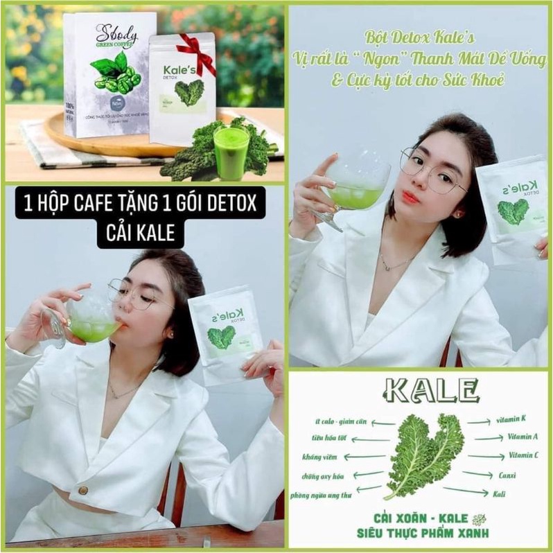 1 HỘP GIẢM CÂN SBODY GREEN COFFEE TẶNG 1 DETOX KALE'S