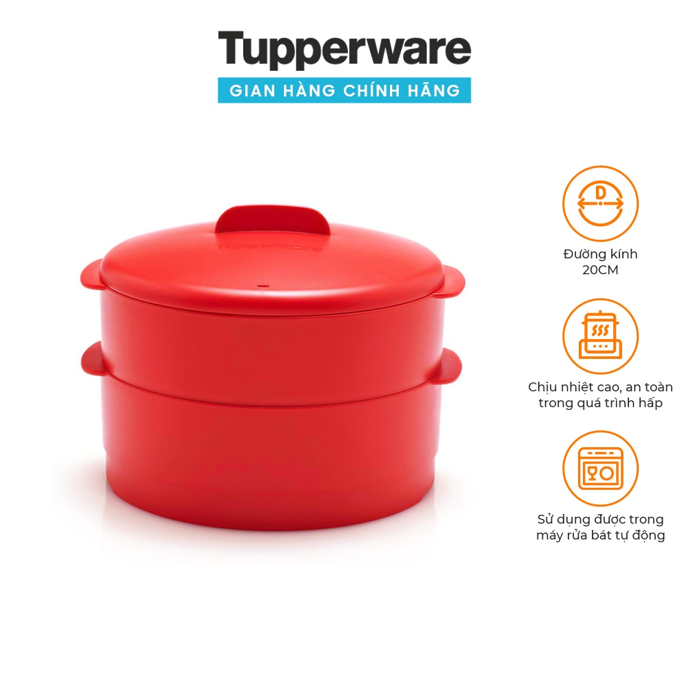 Xửng hấp Steam It 2 tầng TUPPERWARE đỏ chất liệu chịu nhiệt cao tiện dụng đa năng