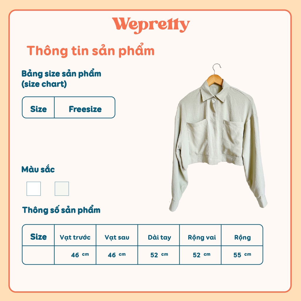 Áo sơmi croptop dài tay chất đũi nhăn mềm mát thích hợp mùa hè phù hợp phong cách đơn giản, hiện đại AH07 Wepretty Cloth | WebRaoVat - webraovat.net.vn