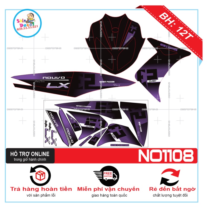 TEM XE NOUVO 4LX TÍM ĐEN -- SHIN DECAL 2