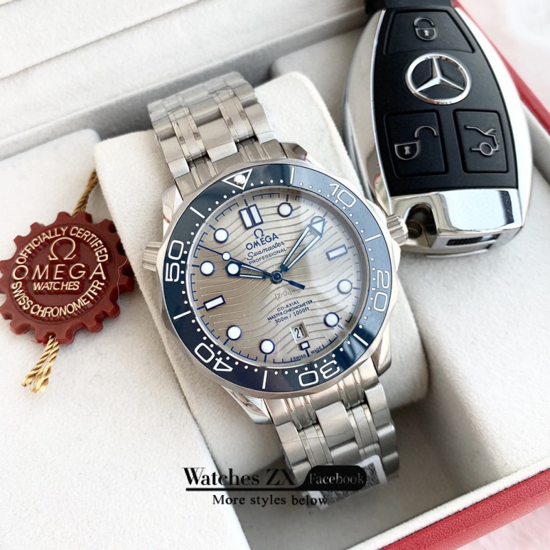 Ome * ga Seamaster Đồng Hồ Đeo Tay Tự Động 41mm Màu Xám Bạc Cho Nam # Đồng Hồ Đeo Tay Tự Động Thời Trang # # Thắt Lưng Thép Không Gỉ Chất Lượng Cao #