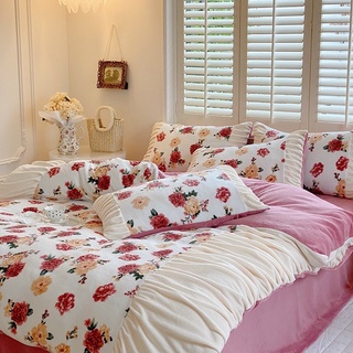 Set chăn ga nỉ nhung bèo hàn quốc