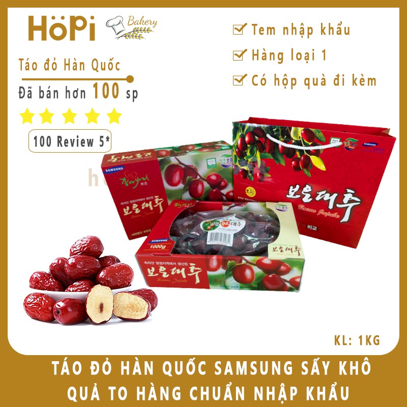 Táo Đỏ Hàn Quốc SamSung Sấy Khô (1kg) Hàng Nhập Khẩu Loại 1 Quả To Có Hộp Quà Đi Kèm