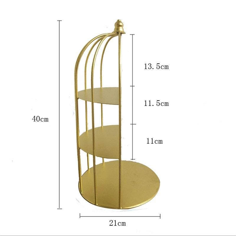 Kệ mỹ phẩm lồng chim 3 tầng đựng đa năng để nước hoa decor nội thất phòng ngủ Khay đựng bánh kẹo mứt tết