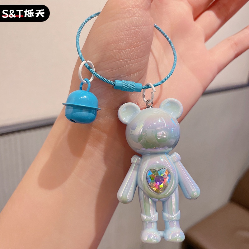 Móc Khóa Hình Gấu Đính Đá Nhiều Màu Sắc Dễ Thương