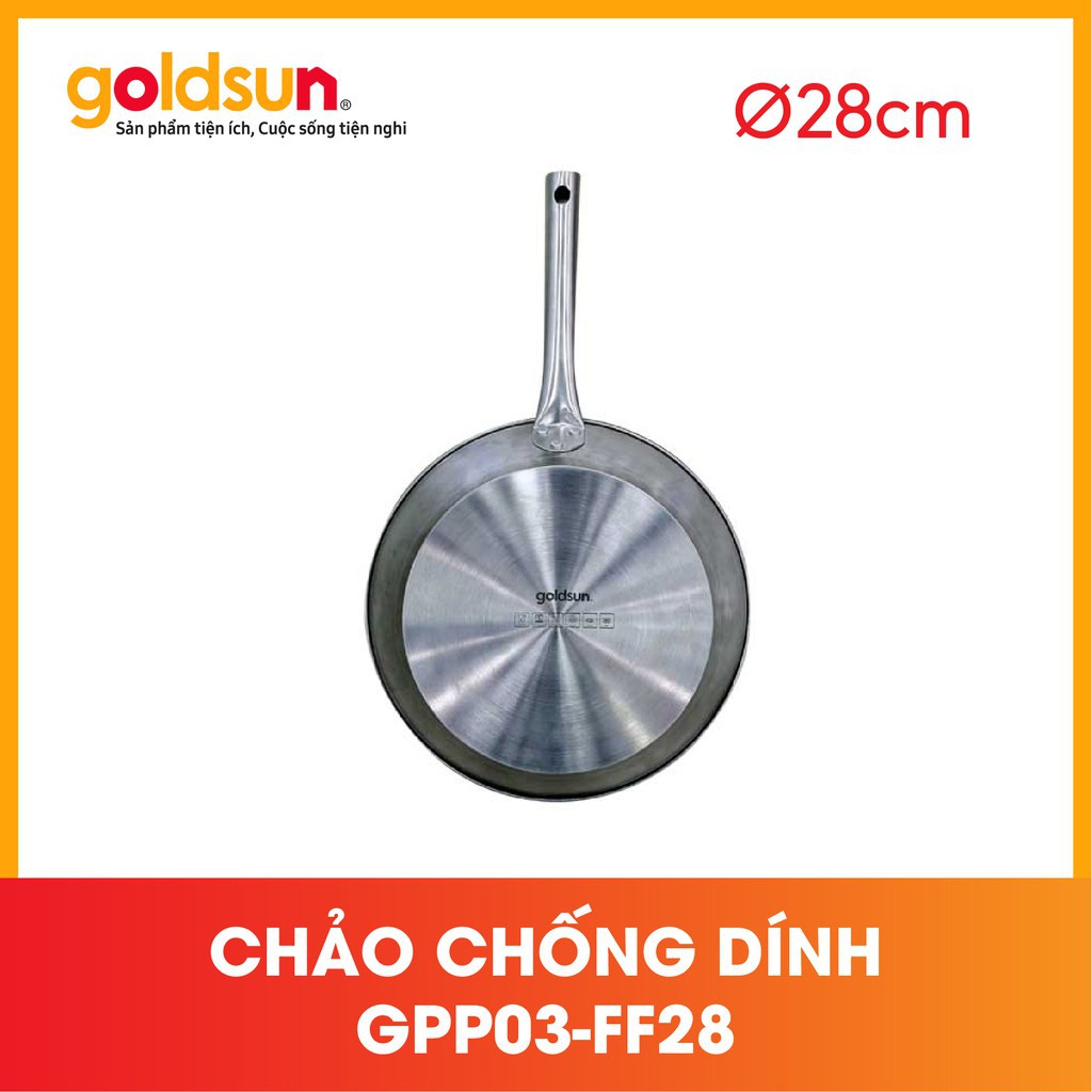 Chảo Chống Dính Inox GOLDSUN - Chất Liệu Inox 304 Cao Cấp- Siêu Bền- Chống Dính Whitford Nhập Mỹ- GPP03-FF28