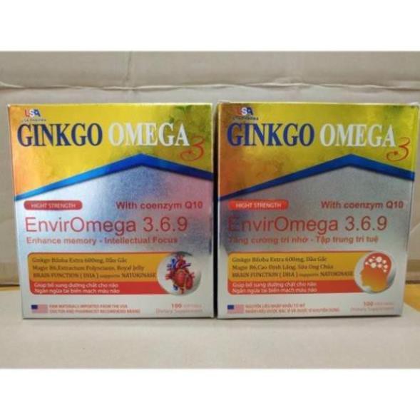 HOẠT HUYẾT DƯỠNG NÃO GINKGO OMEGA 3 WITH COENZYME Q10 - TỐT CHO NÃO, TIM, MẮT - HỘP 100 VIÊN