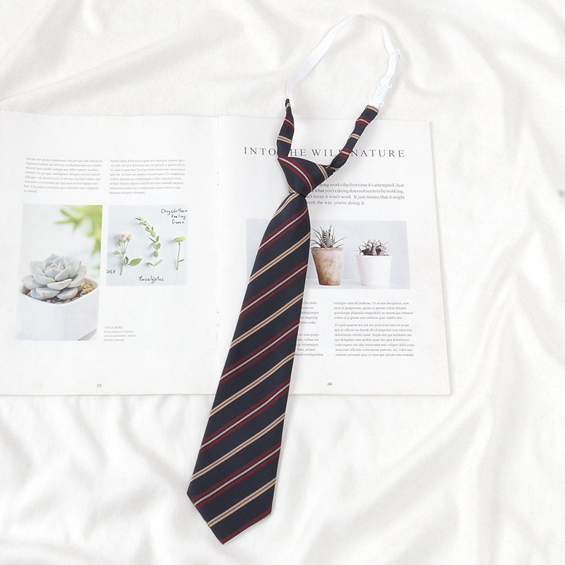 Cà Vạt Nơ Họa Tiết Kẻ Sọc Đỏ Phong Cách Preppy Nhật Bản Cho Nam Nữ