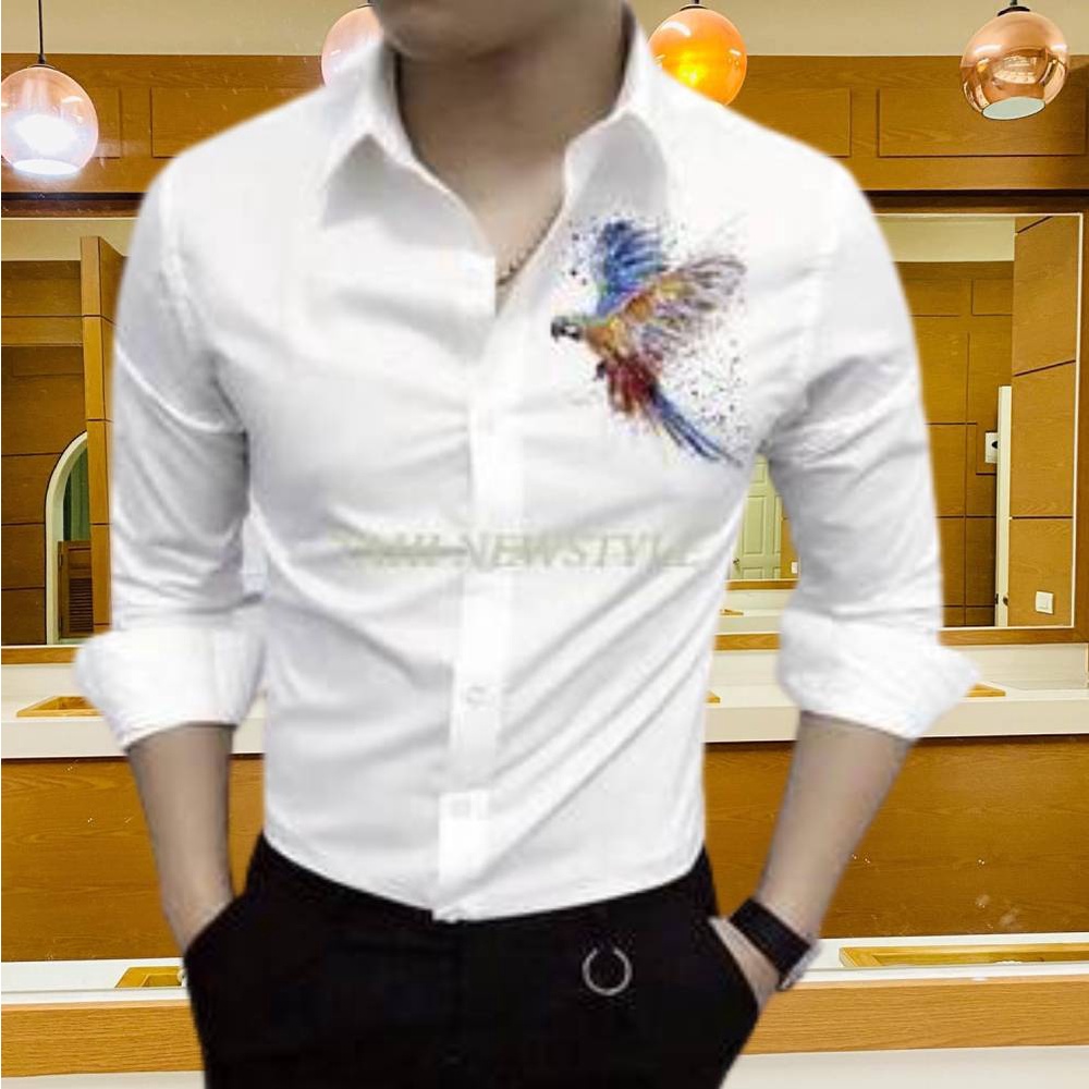 Áo Sơ Mi Nam Cotton Lụa TAHISM019, Áo Sơ Mi Hàn Quốc Họa Tiết 3D Tiết Trên Ngực Trái Dáng Body Dài Tay | BigBuy360 - bigbuy360.vn