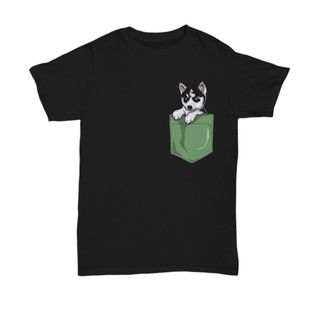 [SIÊU RẺ] UNISEX Áo thun in hình giả chiếc túi áo thun và chú chó Husky trắng đen cực đẹp mới lạ