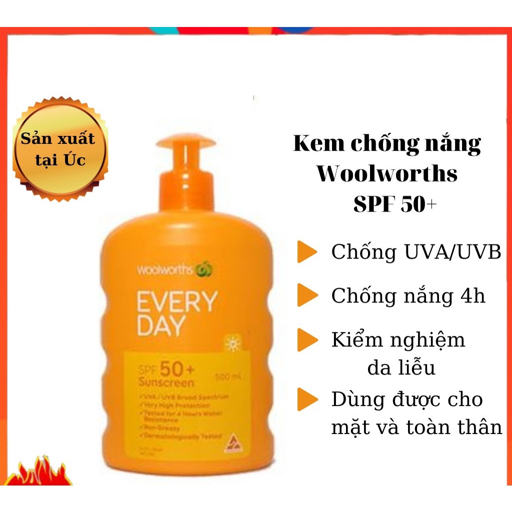 Kem chống nắng body WoolWorths Everyday Suncreen