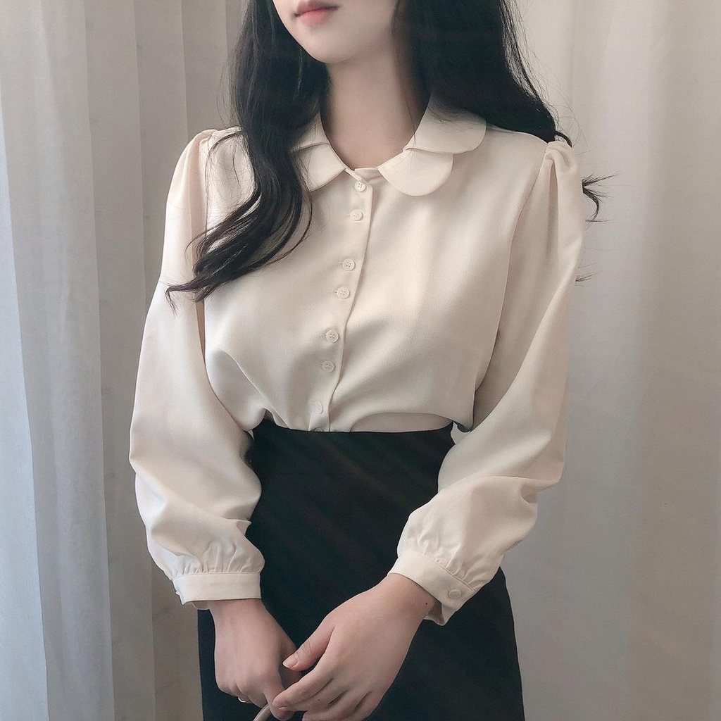áo sơ mi nữ dài tay kiểu dáng công sở đẹp với chất liệu vải lụa hàn mặc thoải mái và trẻ trung