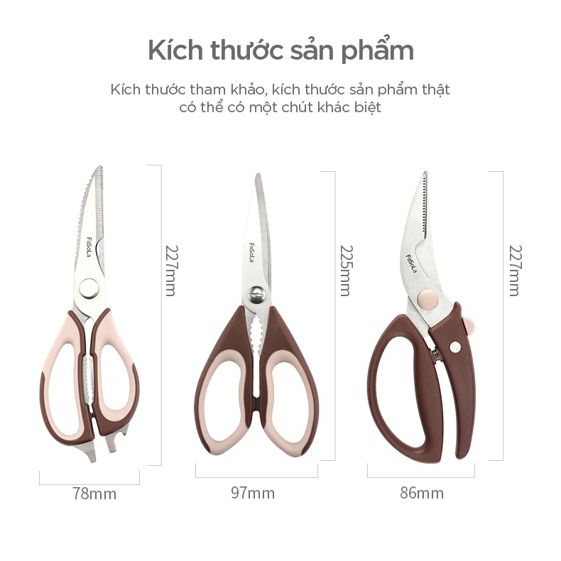 Kéo làm bếp, cắt gà, làm cá đa năng FASOLA FSLPS-085, FSLPS-086