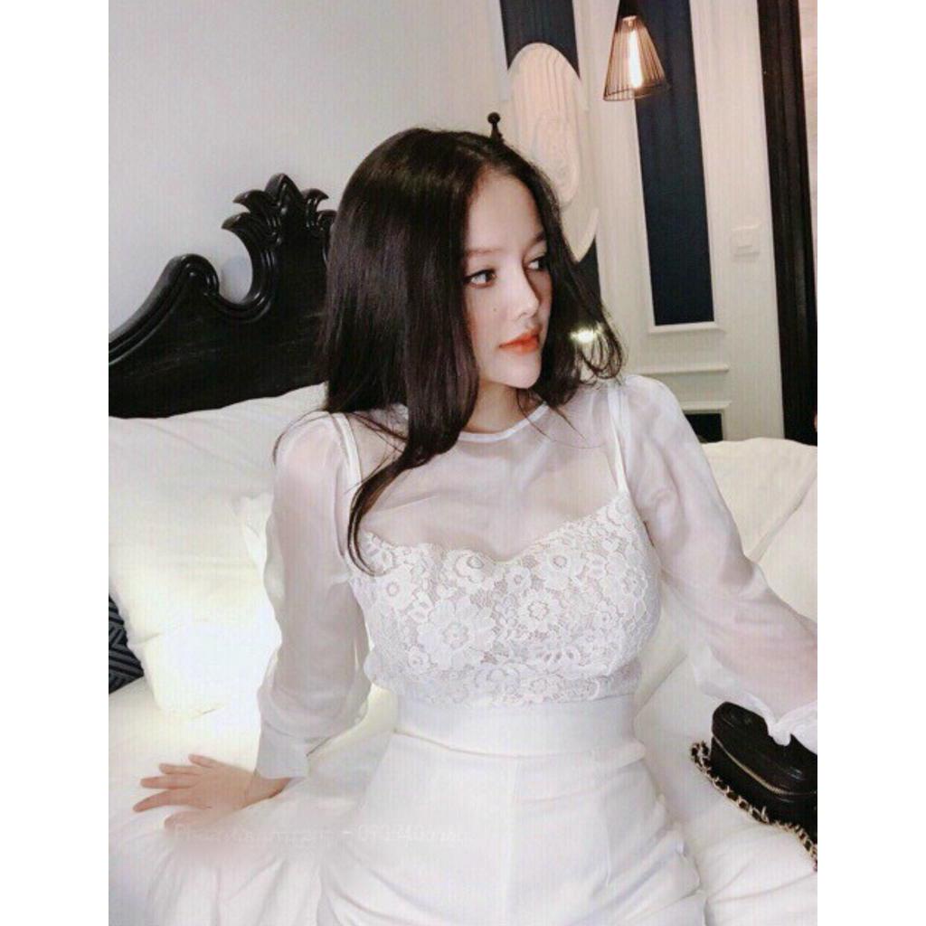 Áo kiểu nữ, chất vải voan có may tặng kèm lót ren bên trong, mặc sang trọng, quý phái, phom từ 40-53 ký vừa xinh