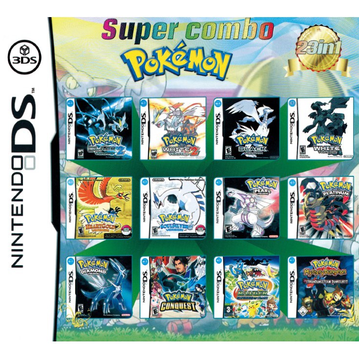 Thẻ Game Pokemon NDS 23 Trong 1 Cho Nintendo DS NDSL NDSi 3DS 2DS XL