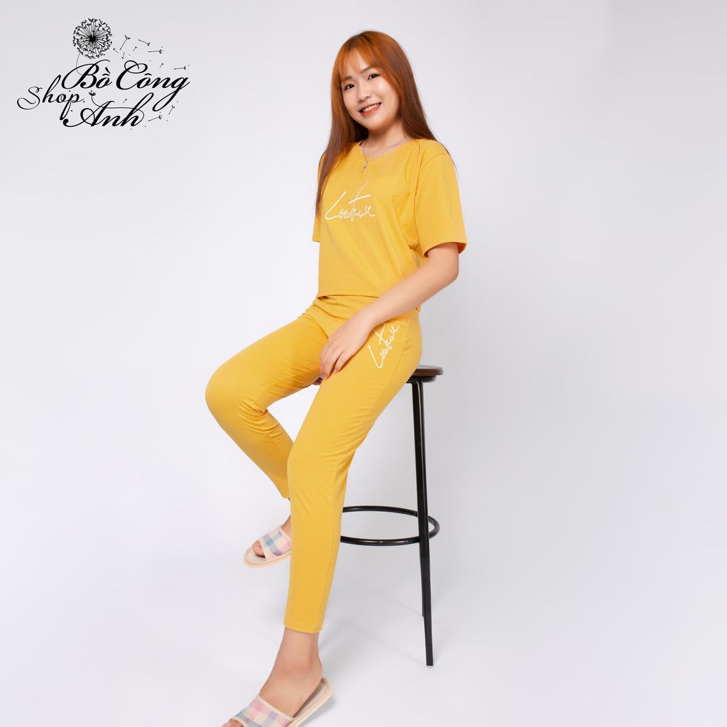 Đồ bộ mặc nhà Bồ Công Anh quần dài áo croptop thiêu chữ ký | BigBuy360 - bigbuy360.vn
