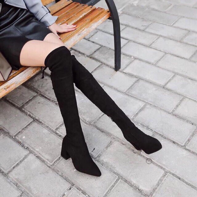 Bốt đùi nữ 7p gót vuông, Bốt nữ cao cổ khoá cạnh đế 7p siêu sang chảnh cho nàng | BigBuy360 - bigbuy360.vn