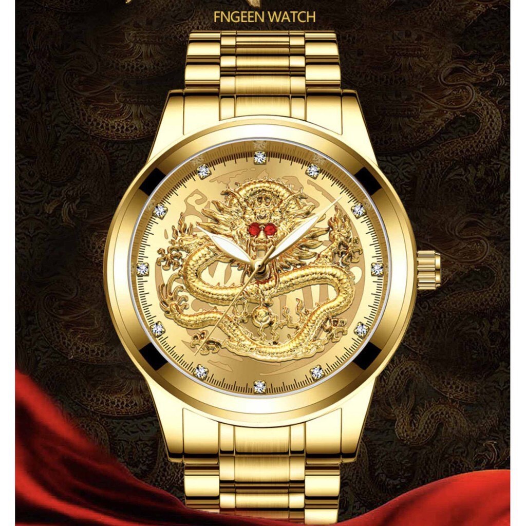 Đồng hồ nam chính hãng FNGEEN RMD mặt rồng 3D cực đẹp mạ vàng sang trọng