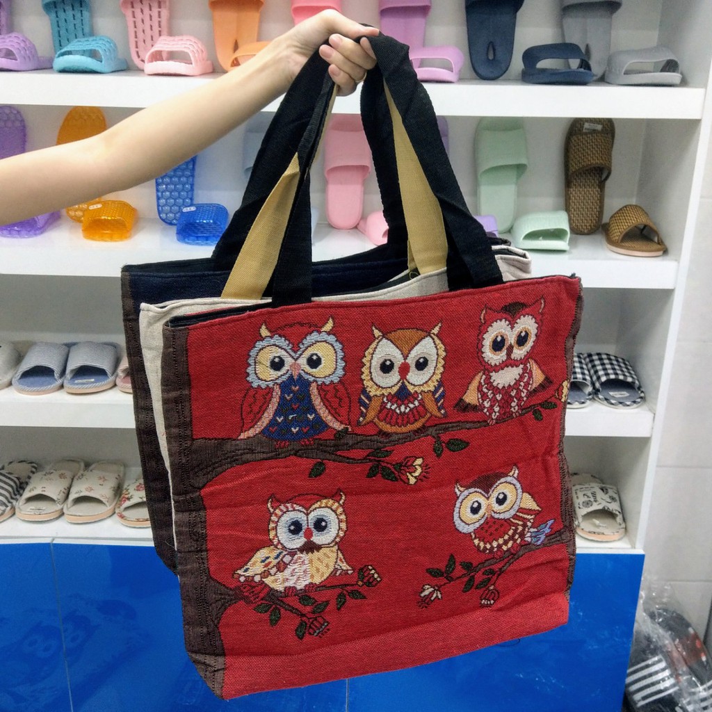 Túi vải tote cú mèo 45x40