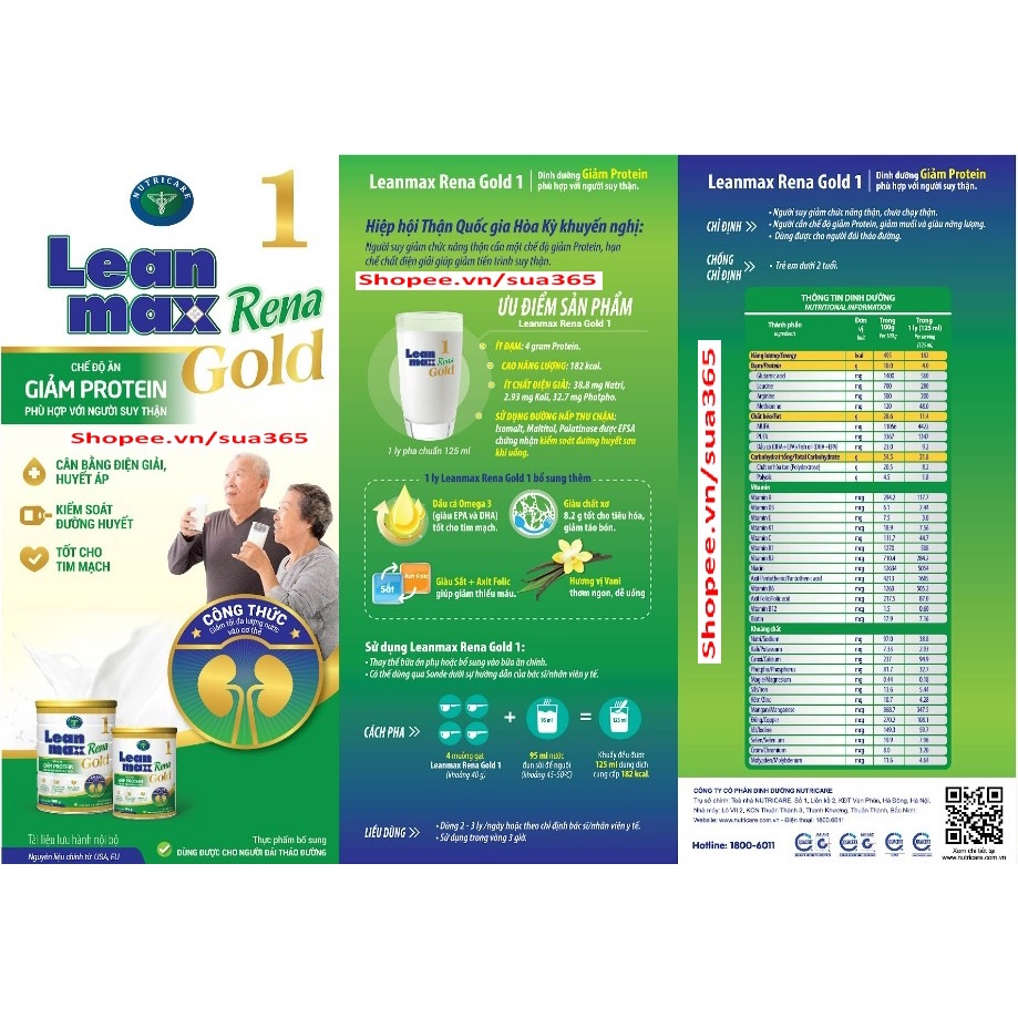 Sữa Leanmax Rena 1 Gold ( Đủ Loại: 900g và 400g ) Date Luôn Mới