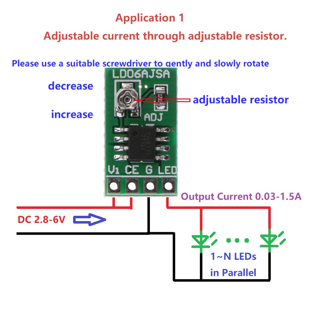 Mô đun bảng điều khiển PWM DC 2.8-6V 30-1500MA 1.5A trình điều khiển LED tiện dụng