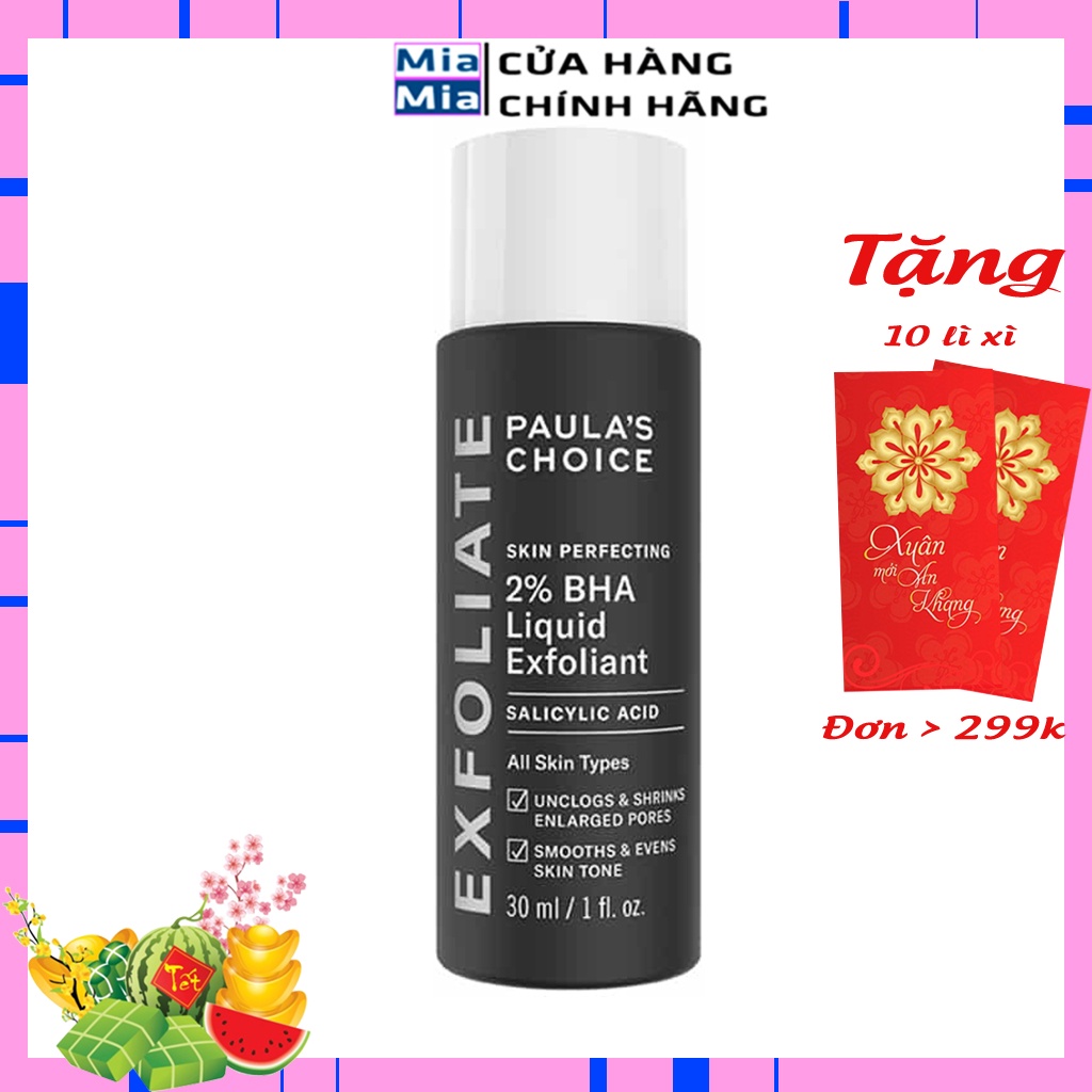 Tẩy Tế Bào Chết 2% BHA Tẩy Da Chết Paula's Choice Skin Perfecting 2% BHA Liquid Exfoliant Se Lỗ Chân Lông Mini 30ml