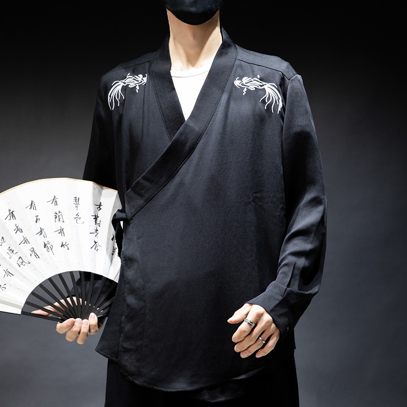 Áo Sơ Mi Kimono Vải Lanh Phong Cách Trung Hoa Cho Nam