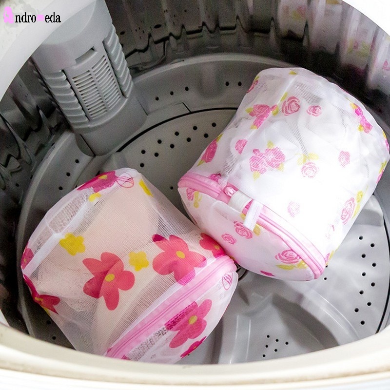 1 Túi Lưới Giặt Vớ/Đồ Lót Có Khóa Kéo In Họa Tiết Dễ Thương Tiện Dụng