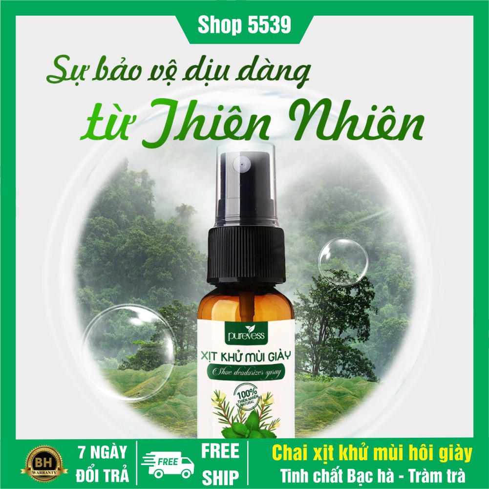 Xịt khử mùi hôi giày dép 100ml tinh chất bạc hà the mát và tràm trà an toàn cho da - Shop 5539